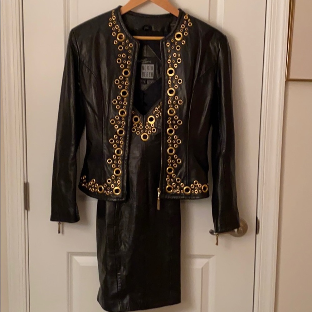 Leather jacket and dress